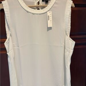 J. Crew White Sleeveless Silk Blouse